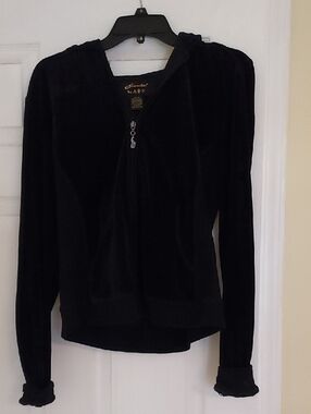 Black Velor Hoodie Junior Xl Or Womens S